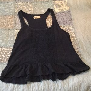 Navy Blue Ruffled Hollister Tank Top